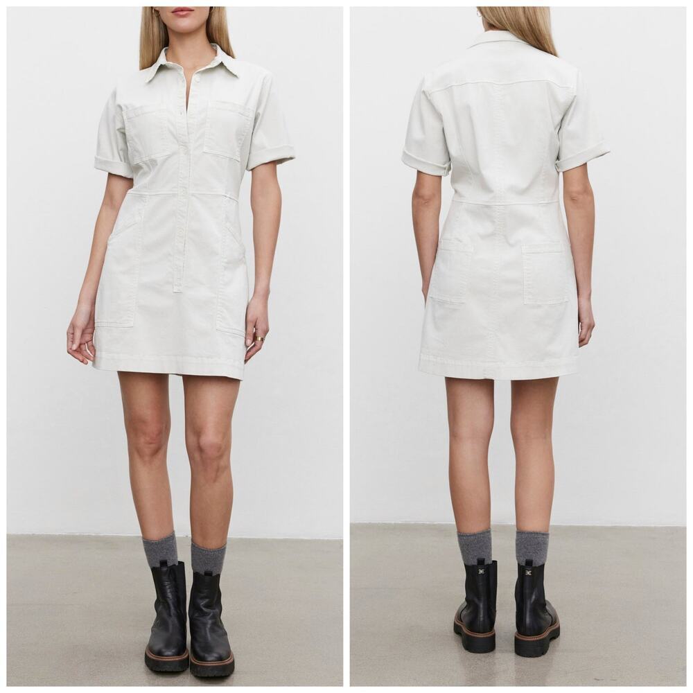 Velvet by Graham & Spencer Women's Cristins Cotton Blend Dress Khaki Size Medium